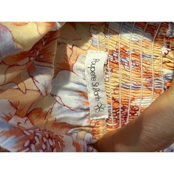 Poupette St Barth Anais Off The Shoulder Orange Floral Mini Dress Smocked Size M - Picture 3 of 8